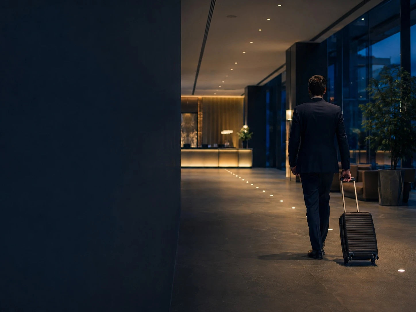 Traveler arriving at a luxury hotel